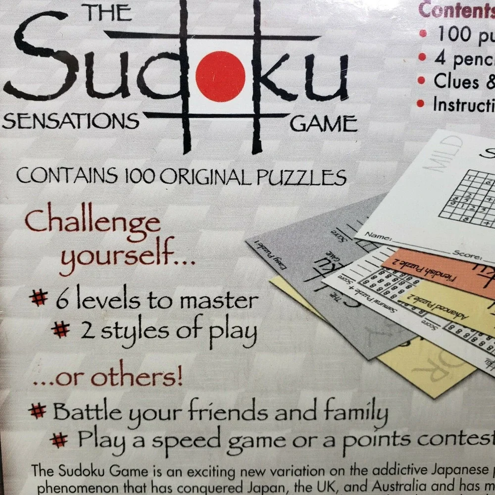 The Sudoku Sensations Game 2005 - 100 Original Puzzles 1-4 Players -‎ NEW Sealed